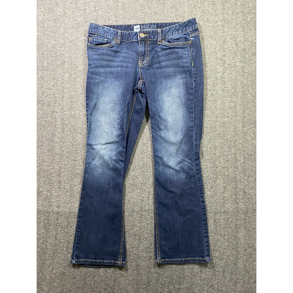 Mossimo Womens Premium Denim Bootcut Stretch Jeans Dark Wash Blue Size 12S